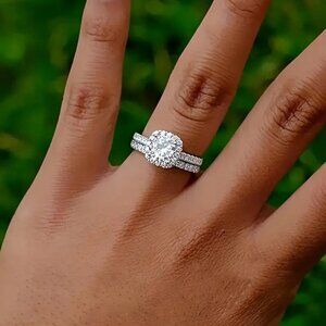 New Womens 2 Piece Diamond CZ Engagement Rings